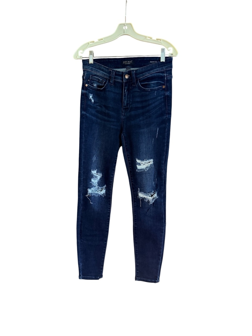 Judy Blue Dark Blue Distressed Skinny Jeans